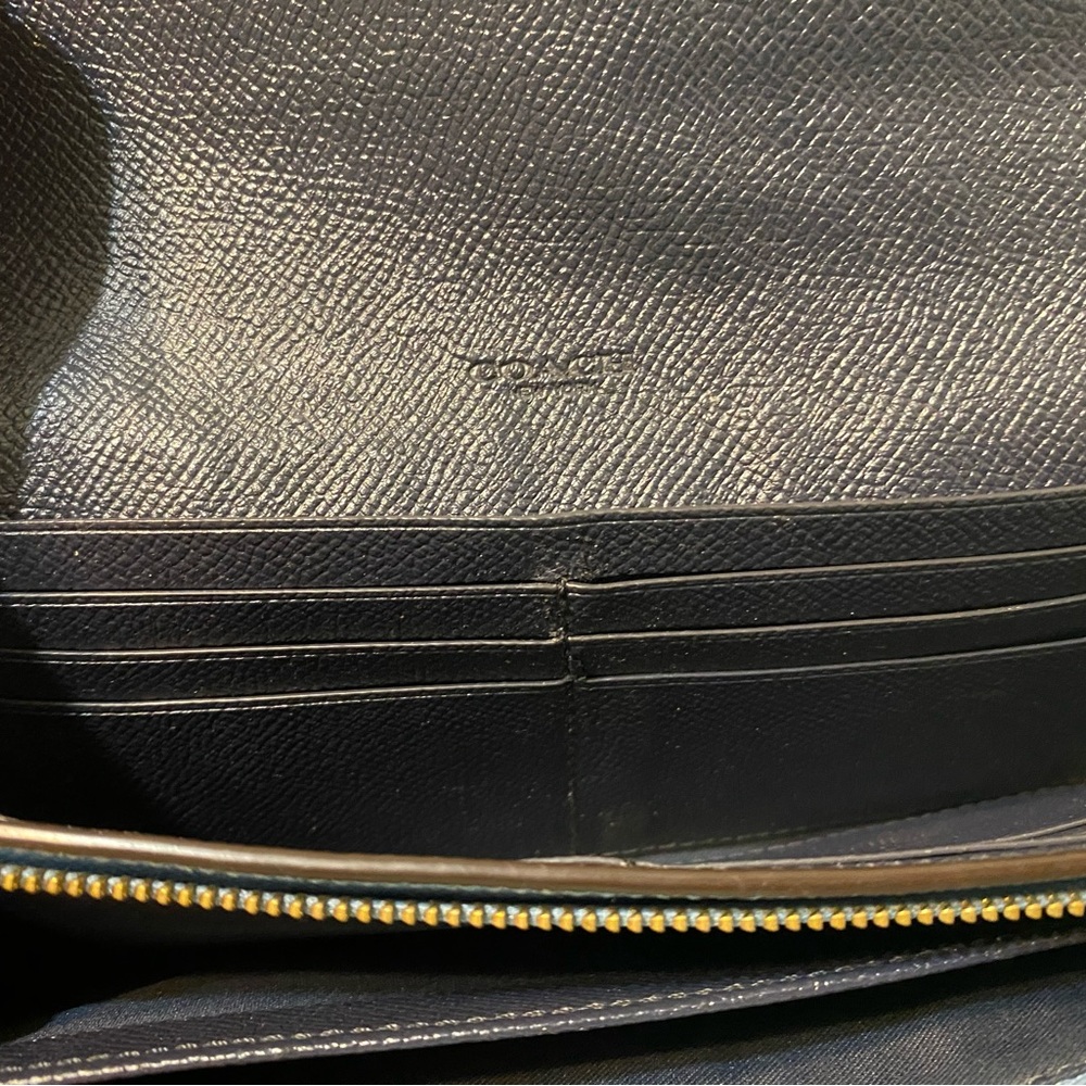 Coach New York Colorblock Crossgrain Leather Envelope Wallet Blue Gray - Picture 3 of 7